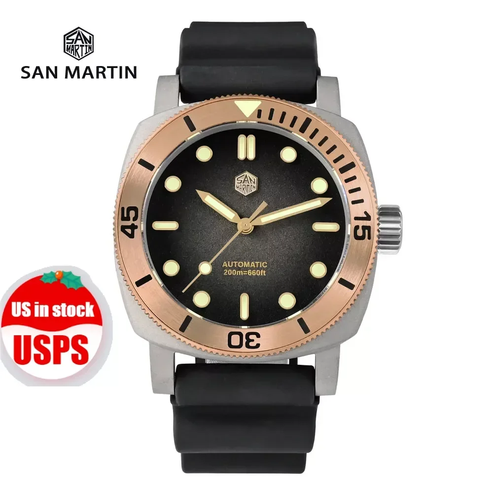 San Martin SN0125-T Watch Men 42mm Retro Titanium Diver Watch NH35 Movement Automatic Mechanical Bronze Bezel Sapphire Luminous