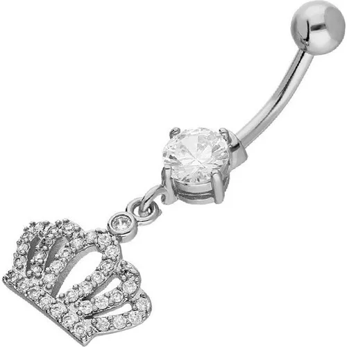 Getss Prg140A Crown Pattern Steel Navel Piercing