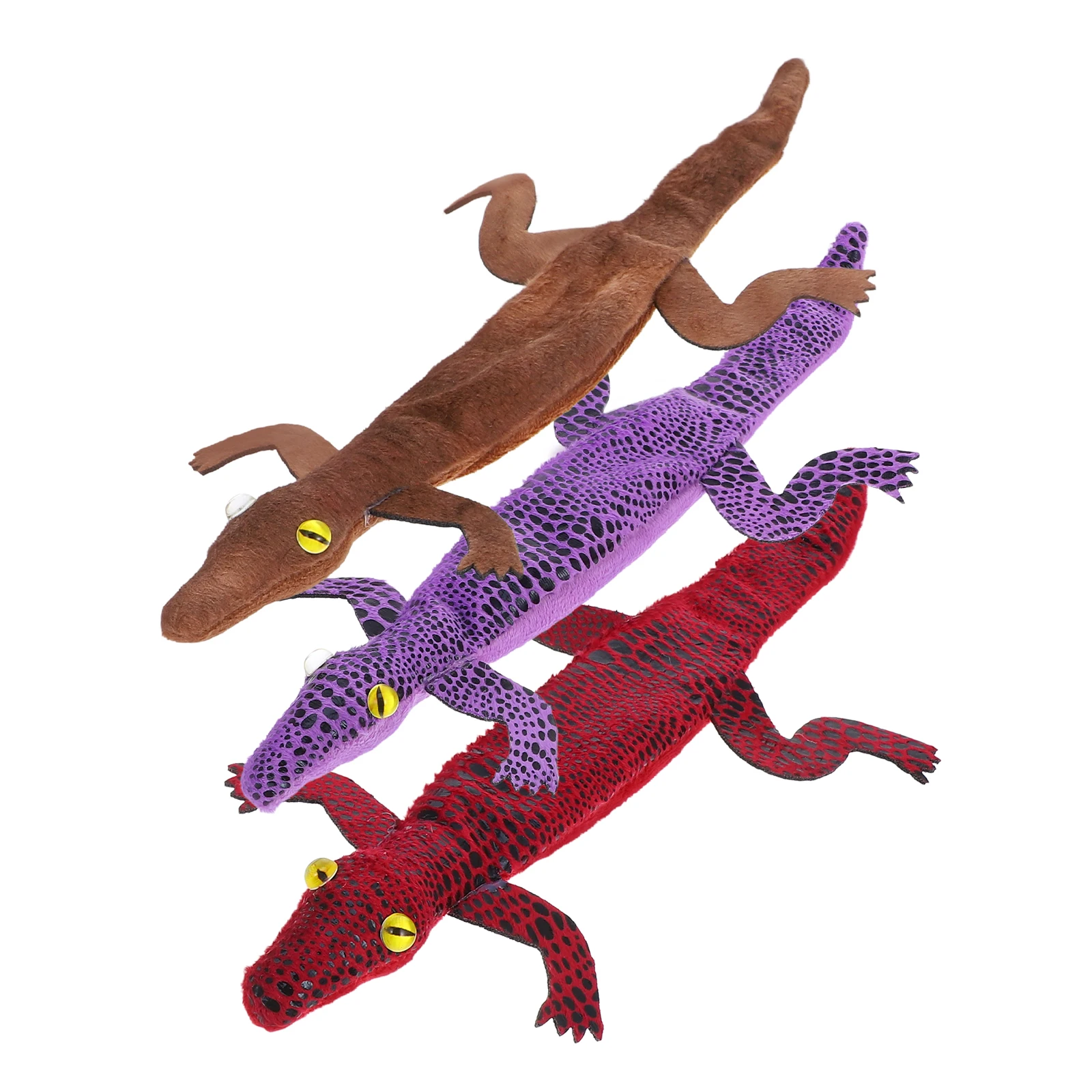 

3pcs Crocodile Snap Bracelet Dark Violet Deep Brown Deep Red Soft Animal Design Jungle Themed Halloween Party Favor