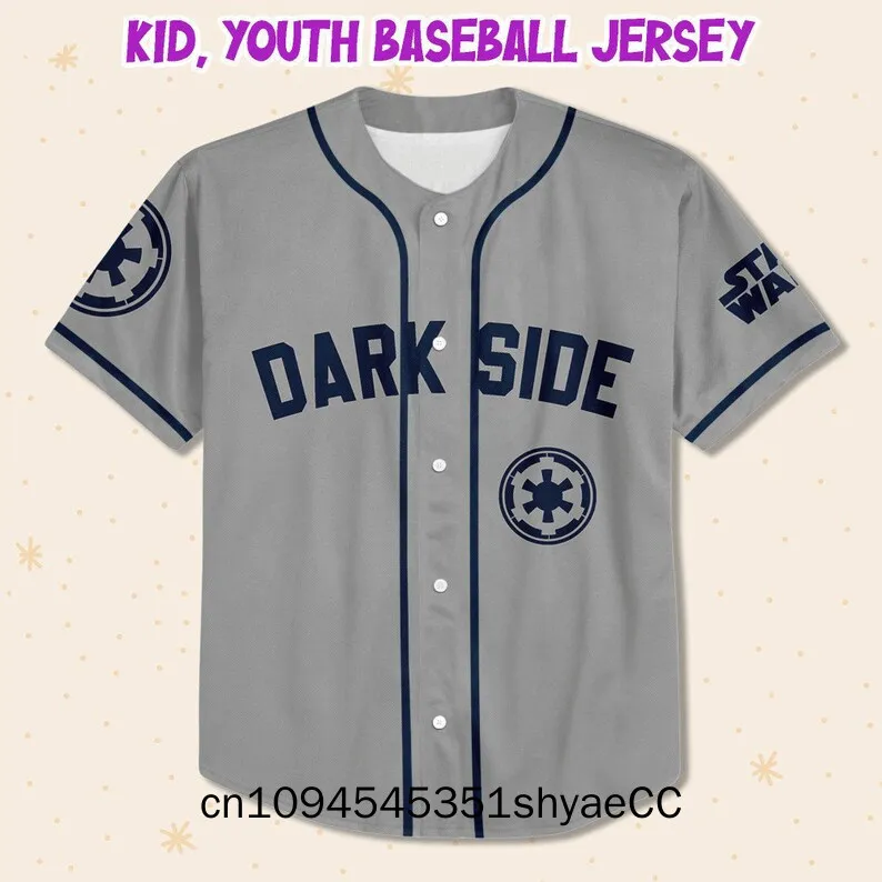 Personalize Disney Star Wars Dark Side Navy Grey, Custom Name Kid Adult Matching Baseball Jersey Gift for Star Wars Fans Basebal