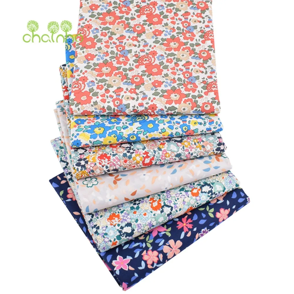 

Chainho,Printed Plain Weave Poplin Cotton Fabric,DIY Quilting Sewing Material,Patchwork Cloth,Floral Series,4 Sizes,PCC42