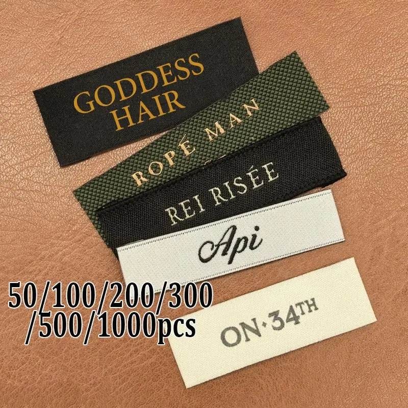 LOGO Custom Clothing Labels For Wigs Making Embroidered Customized Fabric Woven Wig Tags Sewing Labels Embroidery Tag