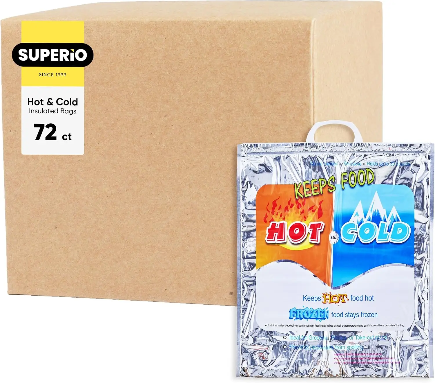 Hot and Cold Insulated Bags for Food Delivery, Grocery Shopping Bags, Food Storage for Hot and Frozen Food for Travel, Disposabl
