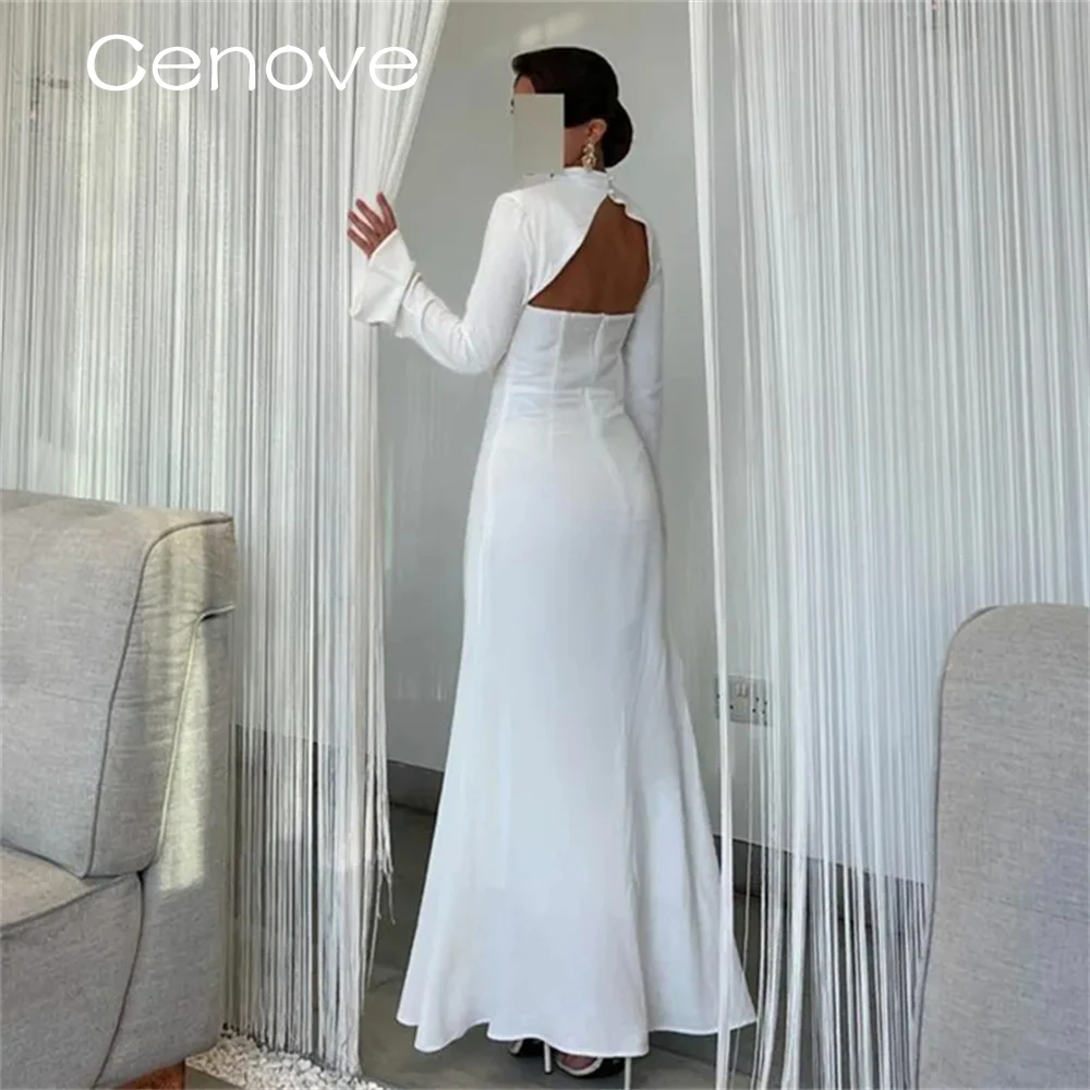 Cenove Halter Neckline Prom Dress Long Sleeves With Ankle Length Evening Elegant Party Dress For Women 2023