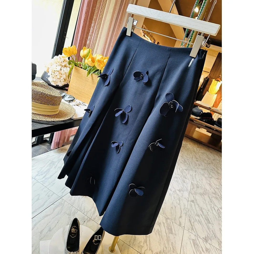 

Юбка А-силуэта с высокой талией из шерсти с бриллиантами и узором «Сливовый цветок» от 's Choice Queen's Banquet для деловых встреч и повседневной носки