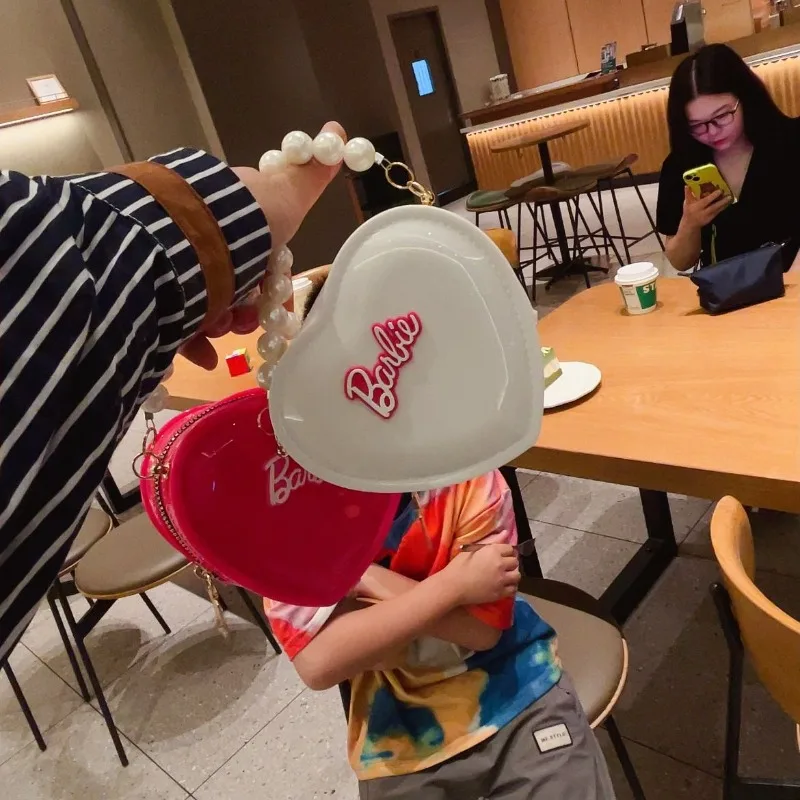 2025 جديد الصيف باربي الكورية نمط القلب صفر محفظة لطيف أنيق المرأة التسوق Kawaii الفتيات حقيبة كروسبودي صغيرة