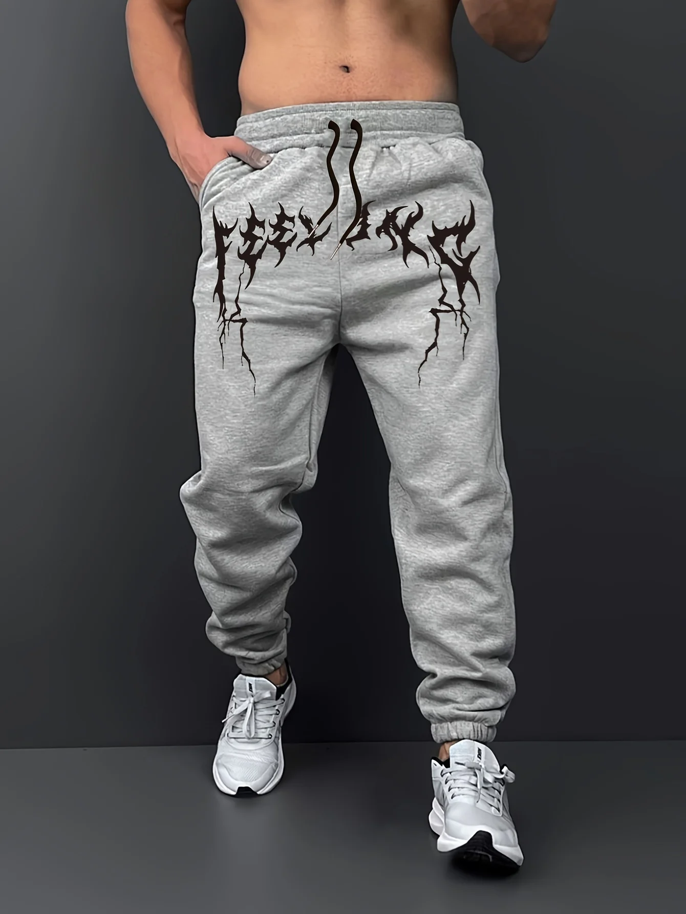 

Men's graphic print cinched-waist track pants Outdoor casual sports jogging pants - stylish and exclusive sports casual pants