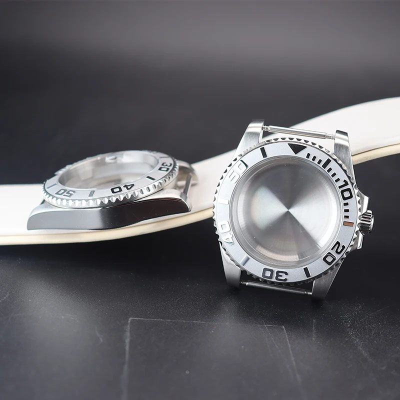

40mm Silver Watch Case Ceramic Bezel Sapphire Glass For Seiko NH35 NH36 NH38 NH34 4R36 Miyota8215 ETA2824 Movement Yacht-Master
