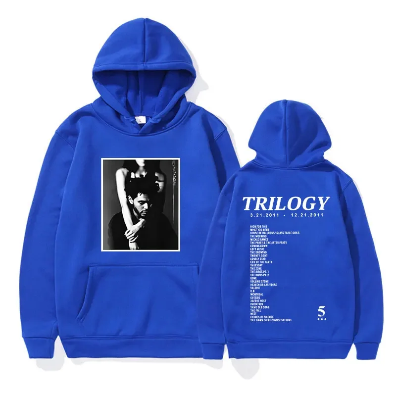 سويت شيرت كبير بقلنسوة مع ألبوم موسيقى The Weeknd Trilogy للرجال مطبوع عليه الهيب هوب سترة عصرية للجنسين ملابس غير رسمية