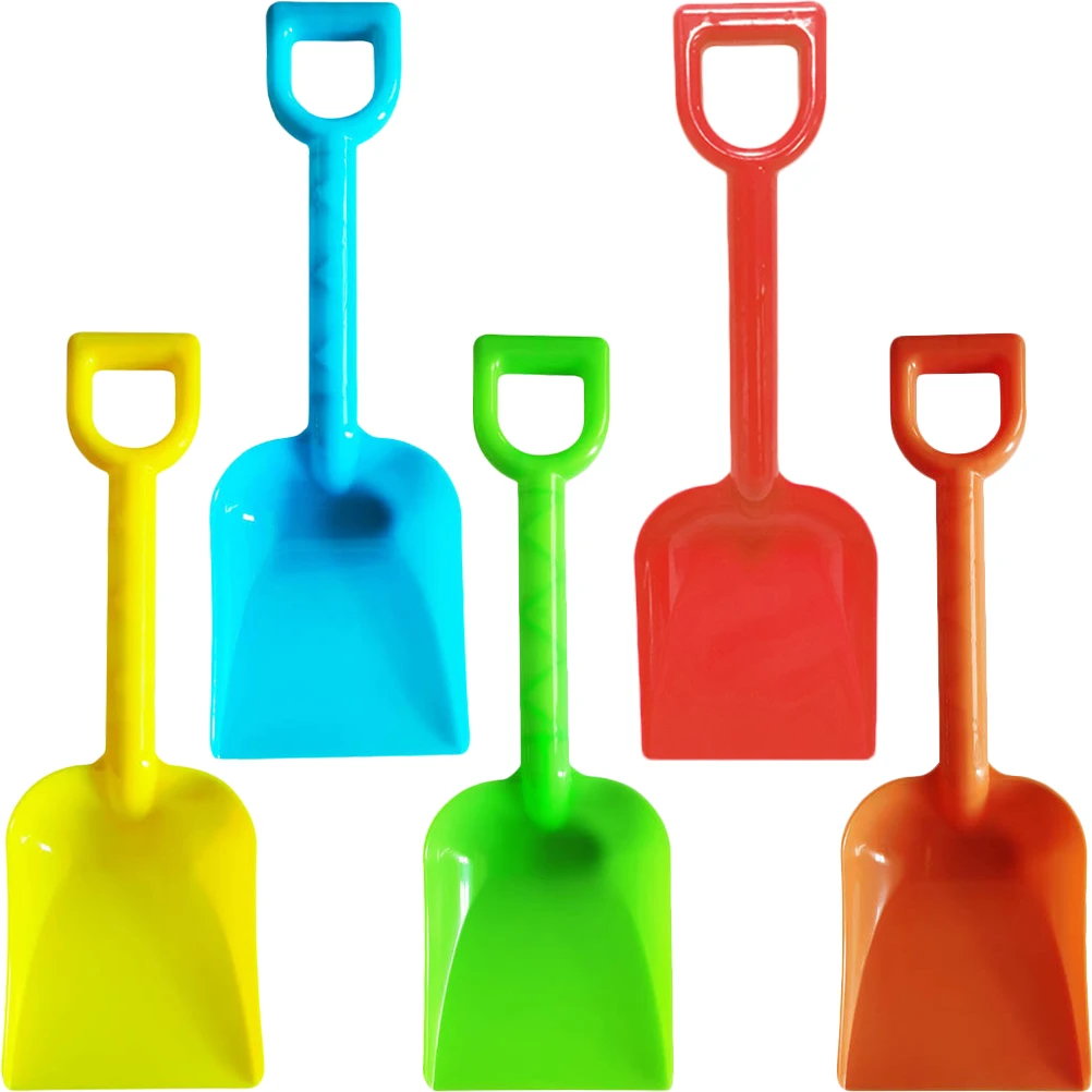 5Pcs Sand Beach Toys Kids Plastic Digging Set Spade Sandbox Scoop Outdoor Summer Play Dig Bucket Snow Shovels Toys(Random Color)