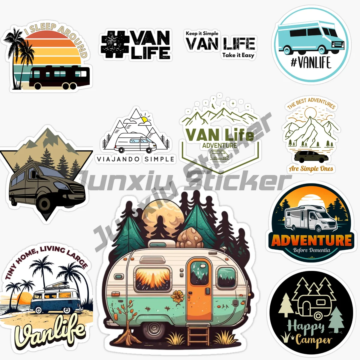 

Van Life CAMP MORE Camper Van Car Stickers Fashion Diy Hip Hop Waterproof VAN RV Graffiti Sticker Vinyl Self-adhesive Stickers