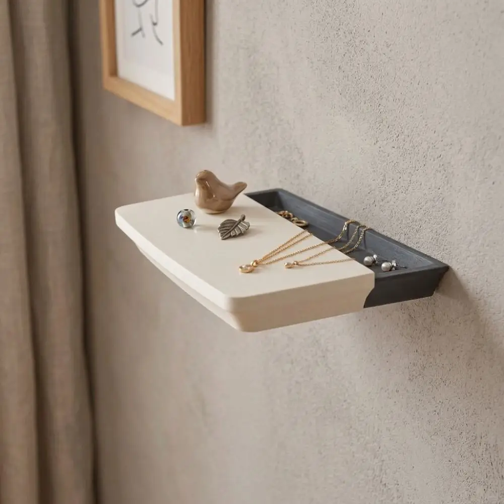 3D Printed Hidden Compartment Wall Shelf Plastic Rectangular Floating Wall Mount Shelf Slide Open Artistic