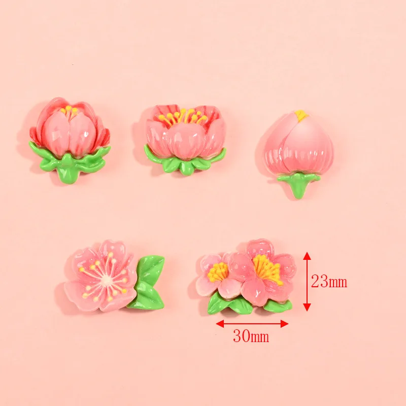 100pcs Cute Mini Camellia Flower Strawberry Resin Series Flat Back Scrapbooking DIY Jewelry Craft Decoration Accessories