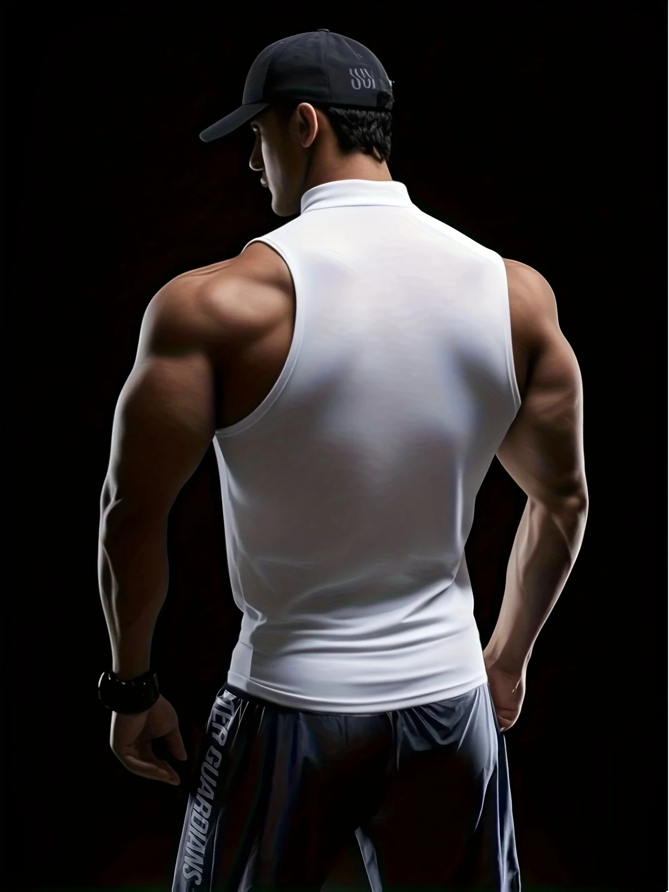 Men's High Neck Sleeveless Compression Tank Top Tiger Print Gym Workout Shirt Quick Dry Bodybuilding Fitness Muscle Tee Athletic