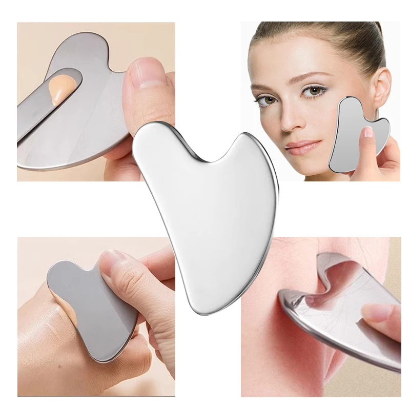 3/1 قطعة الجليد الوجه الأسطوانة الفولاذ المقاوم للصدأ غوا شا مجلس مدلك الوجه تدليك الجسم الأسطوانة شد الوجه أدوات العناية بالبشرة الجمال