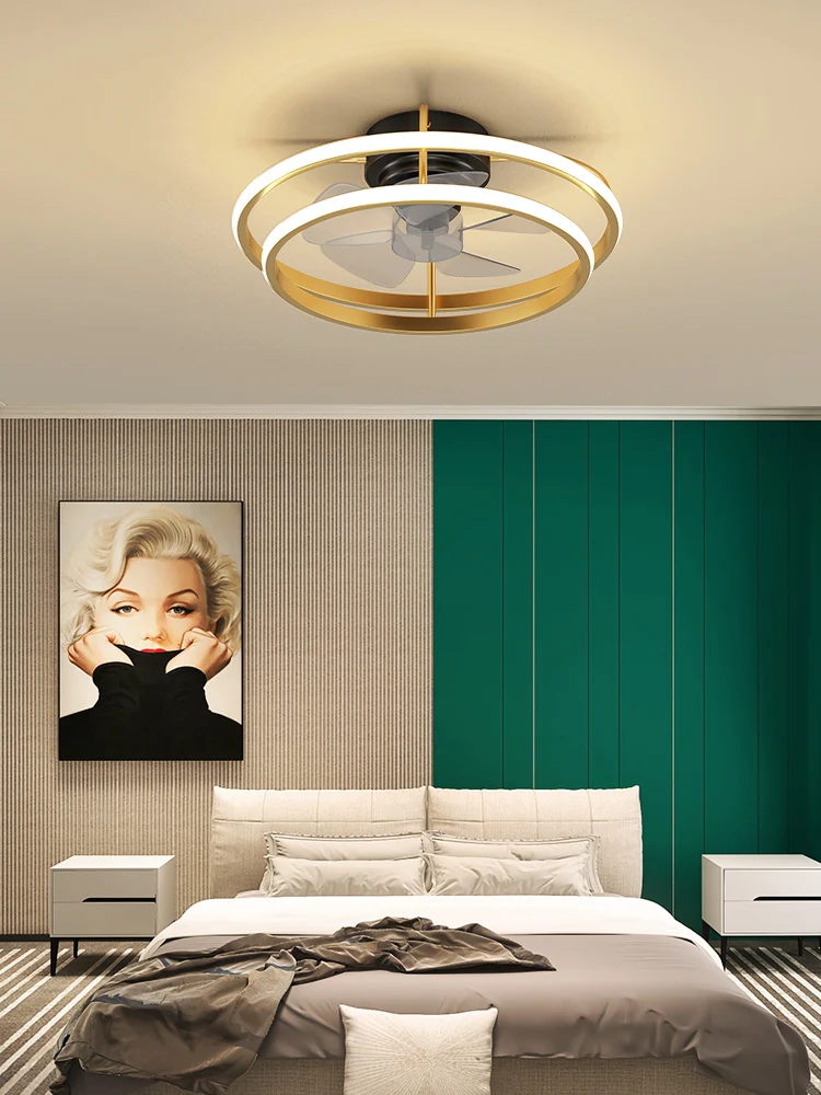 Multifunctional fan lamp ceiling fan lamp creative bedroom dining room chandelier shaped integrated fan lamp