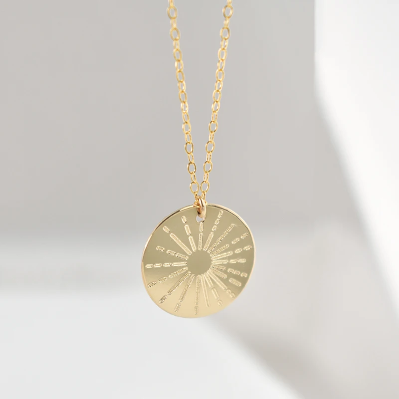 Sunbeam naszyjnik Sunshine biżuteria Handmade 14K złota wypełnione monety Choker wisiorki Collier Kolye biżuteria Boho naszyjnik dla kobiet — zdjęcie 4