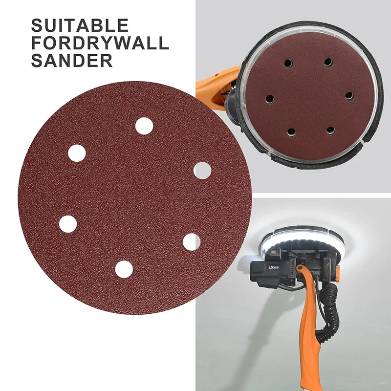 10/20/50 PCS 9 Inch 6 Hole Drywall Sanding Discs 40-2000 Grits Hook-and-Loop Sandpaper For Electric  Sander Grinding Disc