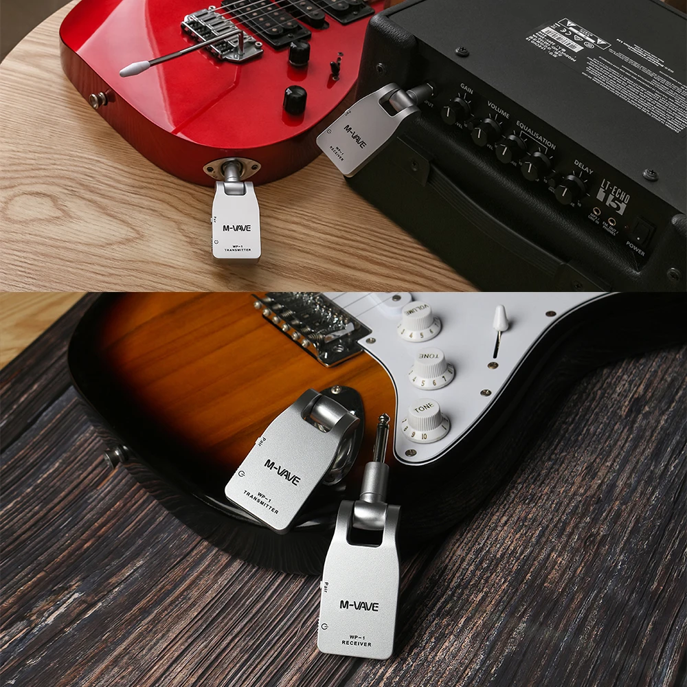 M-VAVE 2.4G Guitar Wireless Transceiver Receiver Low Latency Rechargeable 30M Transmission Range for Guitar Bass Performance