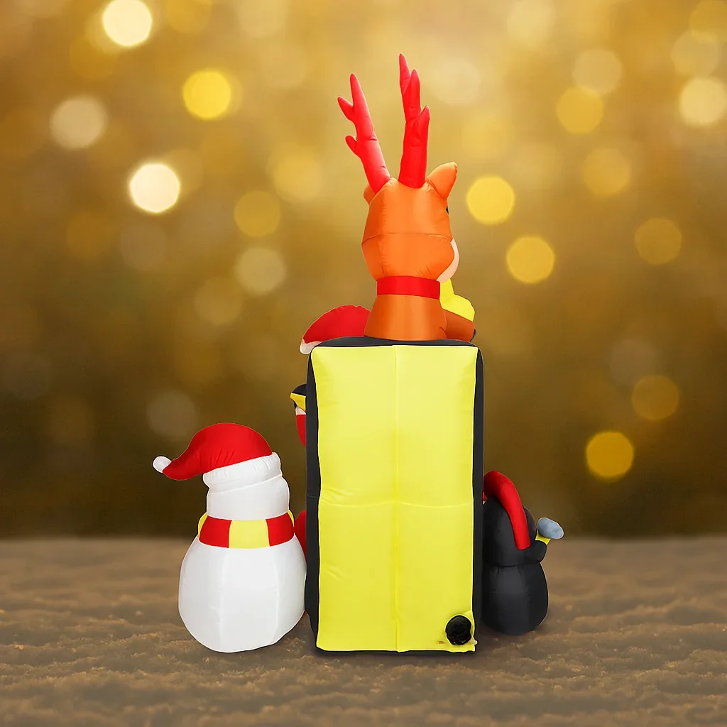 Decoración navideña de 6,8 pies, regalo festivo, juguete inflable para vacaciones de Navidad, banda de Papá Noel, Reno, muñeco de nieve, pingüino, decoración iluminada LED de Navidad