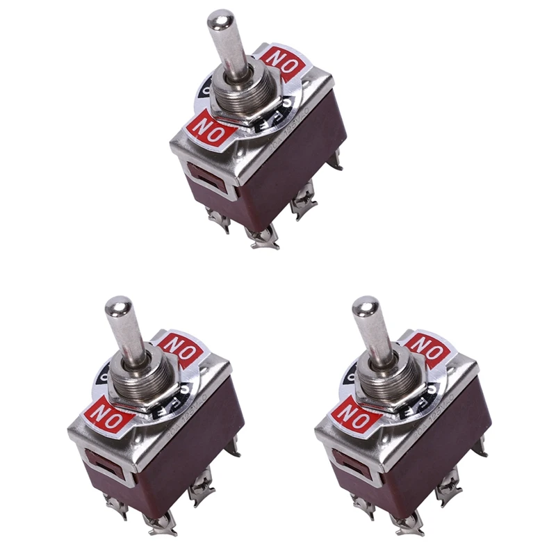 3X AC 250V/15A 125V/20A ON/OFF/ON 3 Position DPDT Momentary Toggle Switch