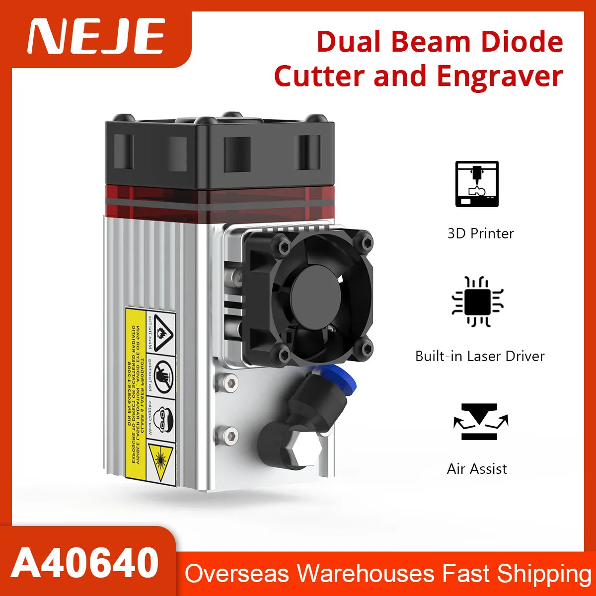 NEJE A40640 Laser Module Metel Nozzle CARVING AND CUTTING - 2 X BEAM - 12W OUTPUT - WIDELY APPLIED