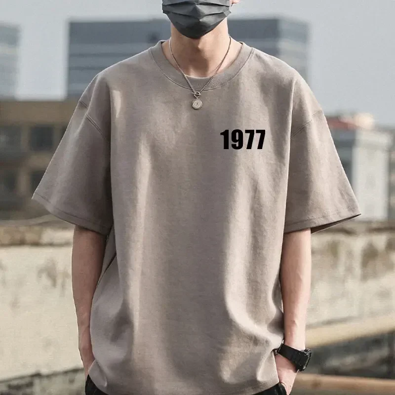 1977 Men Tshirts 100%Cotton Retro Streetwear Short Sleeve Tees 260g High Quality T-shirt NO. Printed Women Tshirts Free Shipping