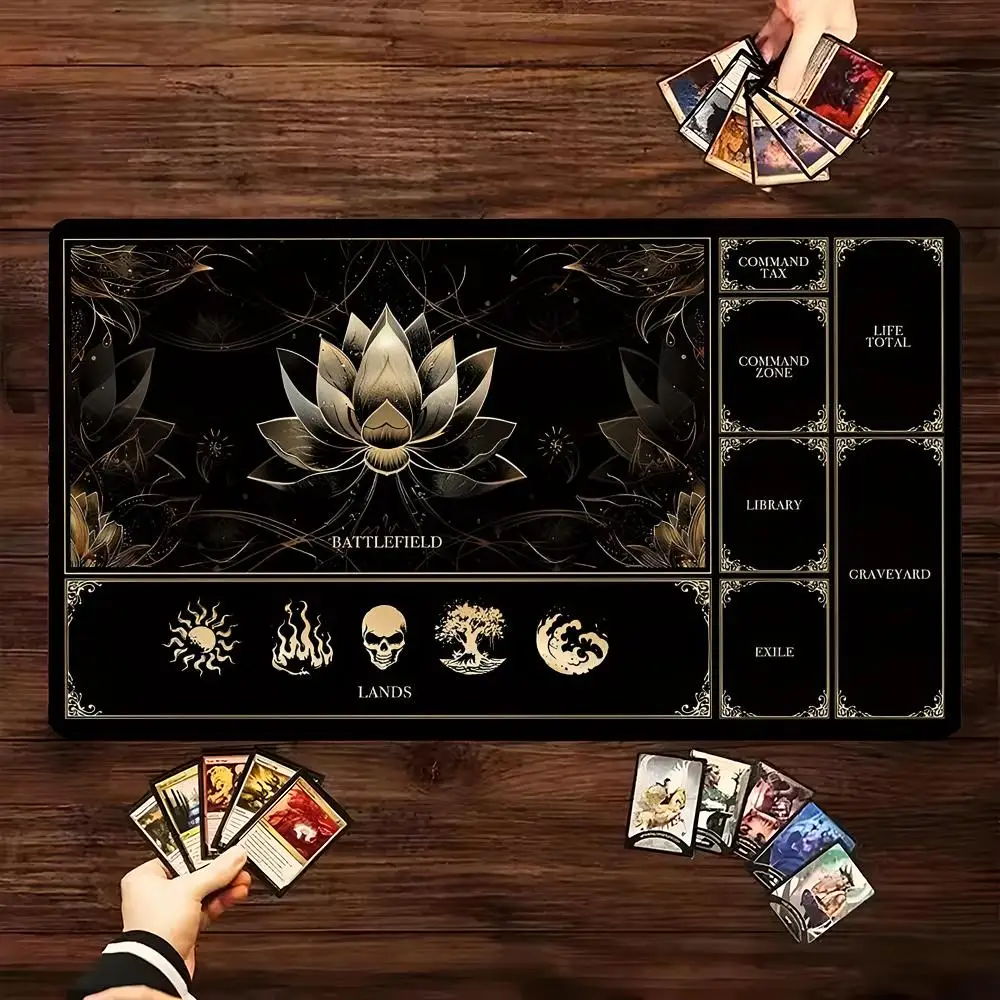 

900x400mm MTG TCG Dark Lotus Design Trading Game Card Pad 60x35cm with Magic Area Anti slip and Washable Suitable for Parties