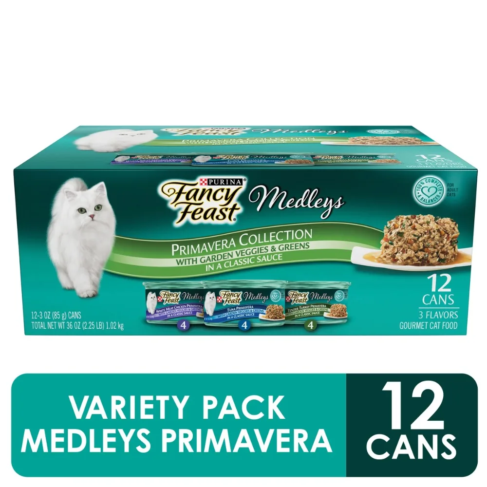 Purina Fancy Feast Wet Cat Food Variety Pack Medleys Primavera Collection - (12) 3 oz. Cans