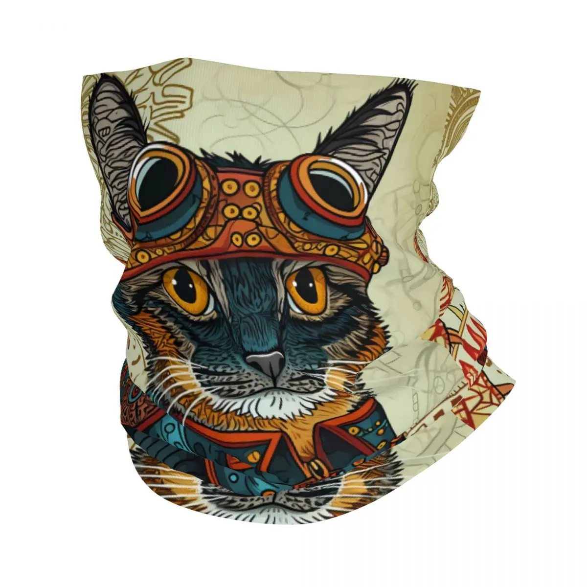 Steampunk Cat Cool Thin Wrap Scarf Bandana Steampunk Neck Gaiter Face Cover Headband