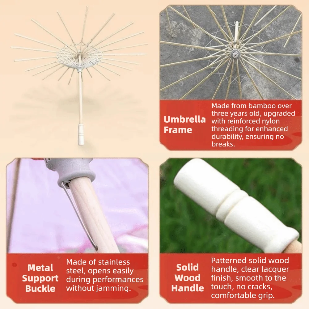 

56cm Fabric Tassel Umbrella Handheld Chinese Style Ancient Dance Umbrella Rainproof Windproof Tassel Umbrella Photography Prop