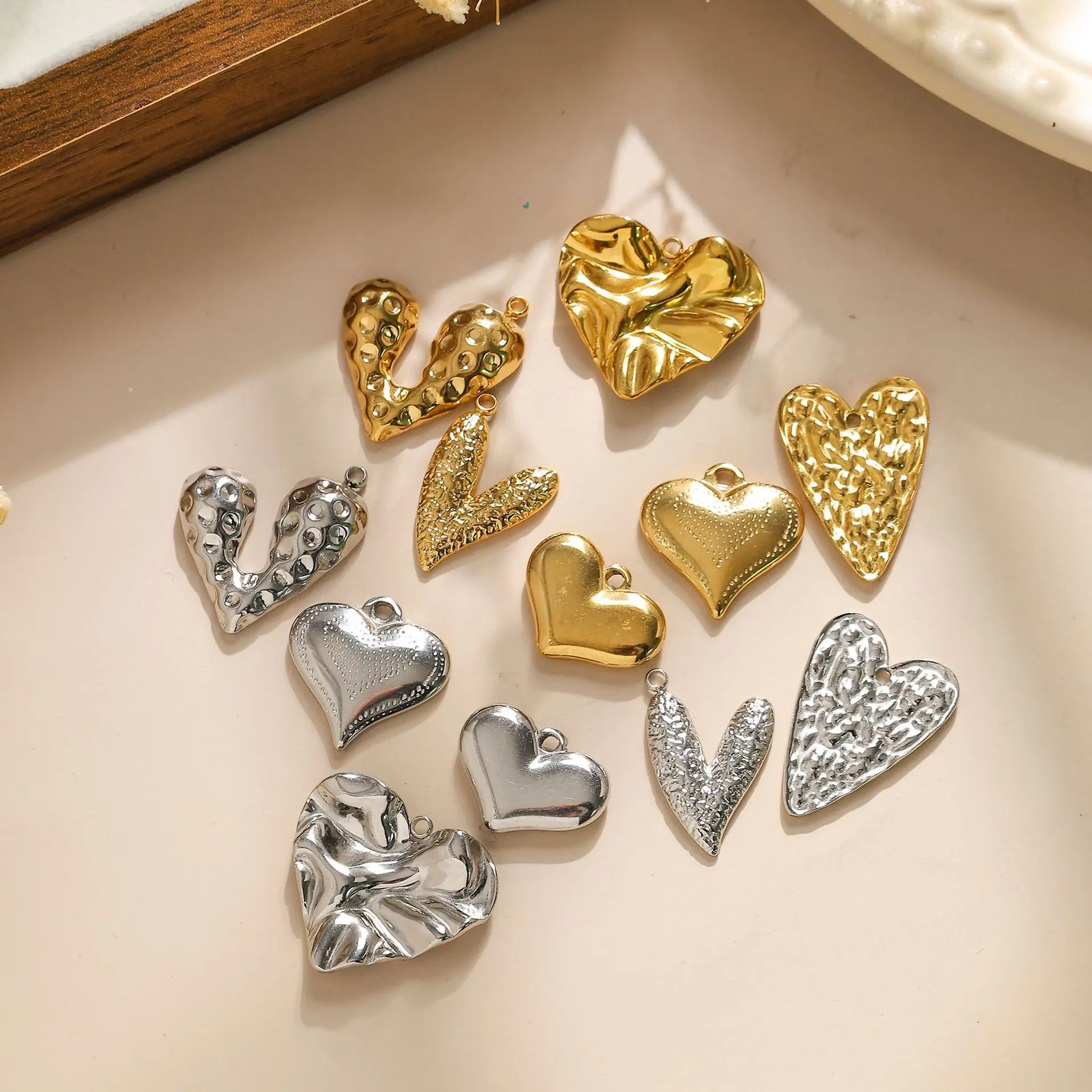 

5pcs Handmade Stainless Steel Jewelry Connectors Love Heart Shape Pendant Charms Diy Necklace Earrings Jewelry Making Findings