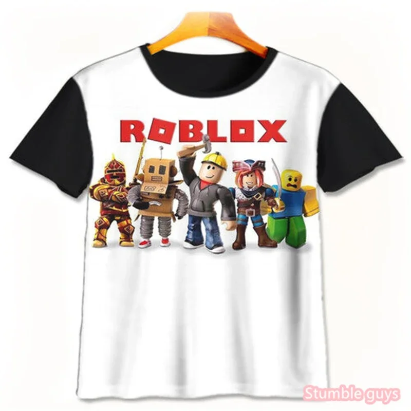 

Футболка Roblox с принтом аниме-персонажей для мальчиков, летняя повседневная футболка с короткими рукавами для девочек, дышащие топы с мультяшным рисунком