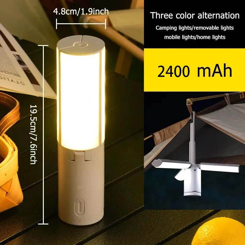 Portátil recarregável LED Folding Camping Lamp, luzes de emergência ao ar livre, lanterna pendurada mão, lanterna de alta capacidade