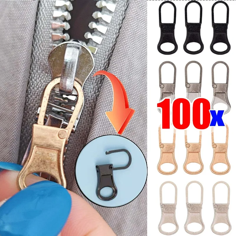 

5-100Pcs Detachable Zipper Puller Replacement Universal Fit for Bags Snap on Install No Tools Needed Hardware DIY Accessories