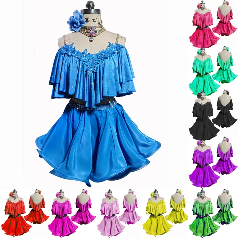 New Latin Dance Competition Costume Performance Women's Art Exam Flash Diamond Adult and Children's Customized Clothing