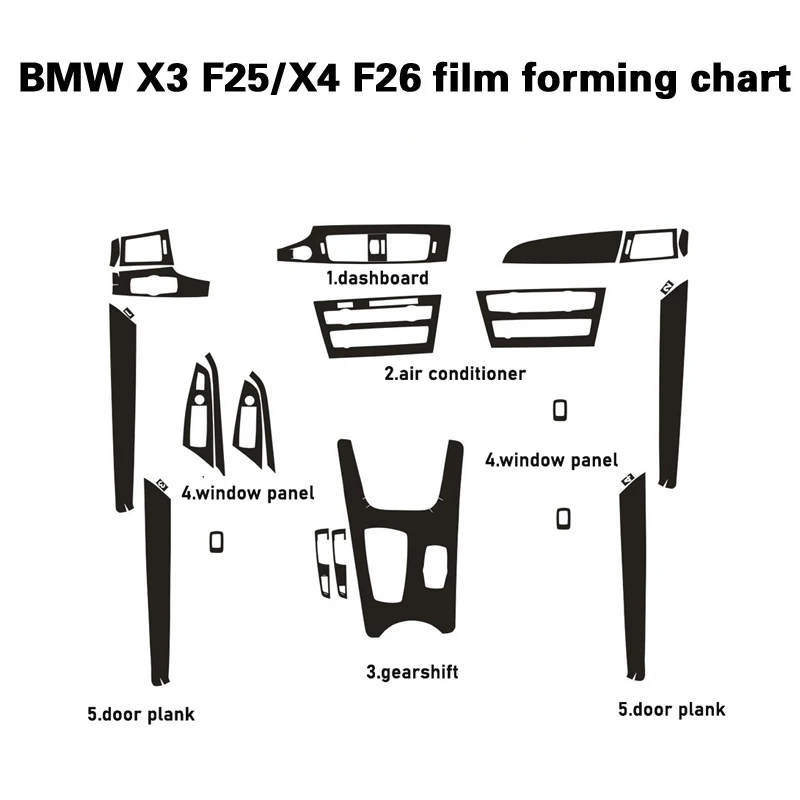 For BMW X3 X4 F25 F26 2011-2017 Interior Central Control Panel Door Handle Carbon Fiber Stickers Decals Car styling Accessorie - view 2