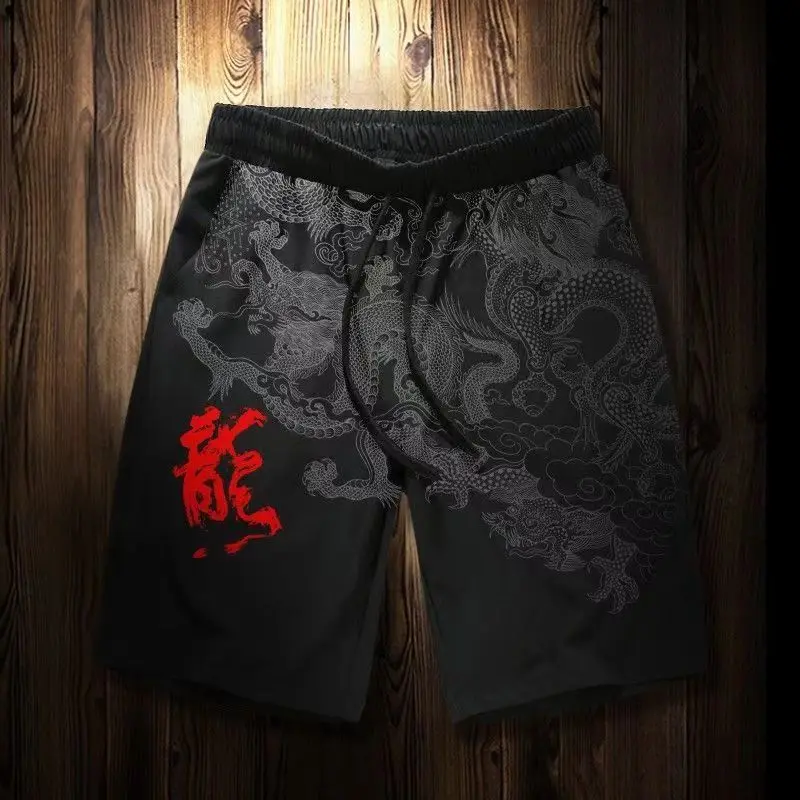 Europe, America and Other Hot-selling Chinese Dragon Element Summer Shorts Men\'s National Tide Loose Leisure Trend New Models