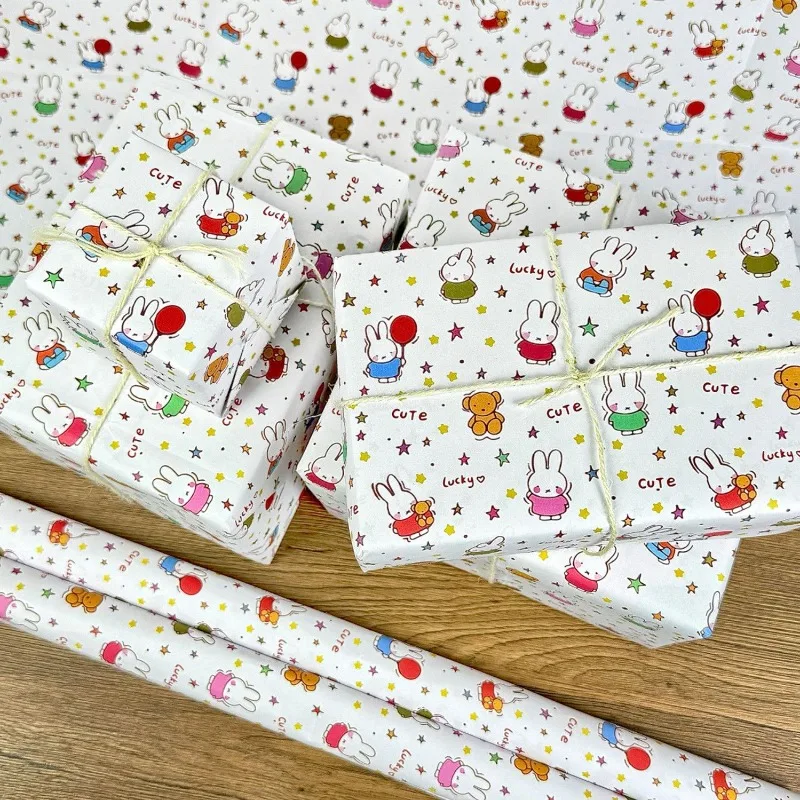 

New Miffy Cute Star Colorful Rabbit Gift Packaging Paper Birthday Packaging Festival Gift Girl Boy Gift Packaging Paper 5PCS