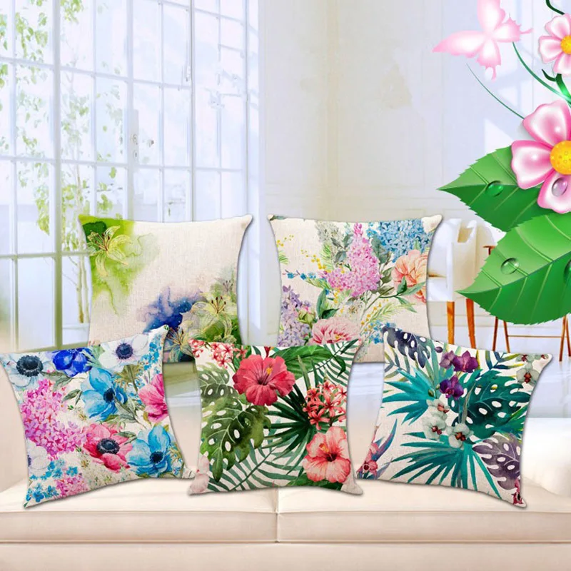 

Square 45x45cm cushion Home Decorative Pillow Quality Flamingo Parrot Pillow Lily Flowers Birds Cushion without core