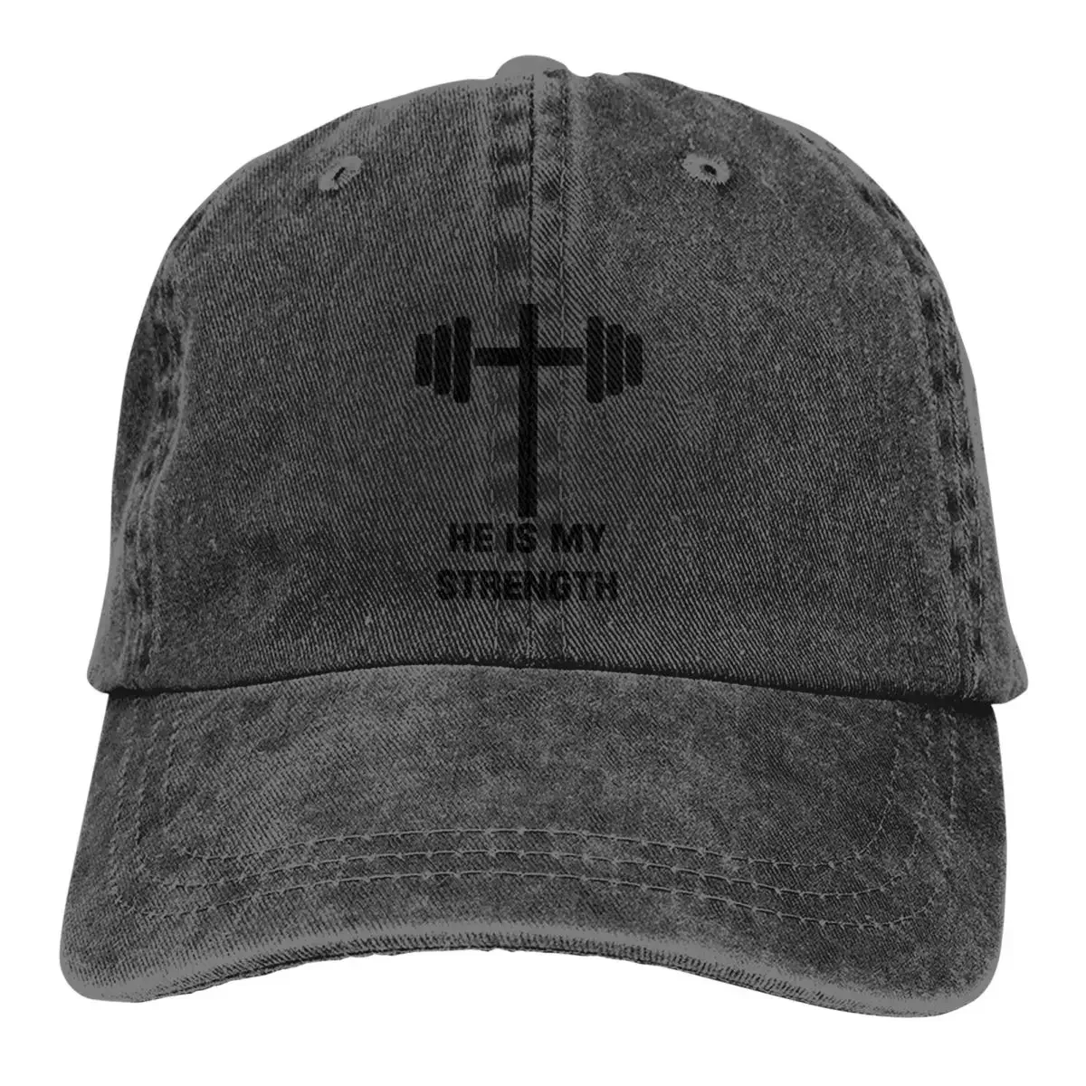 New Cap Sun Visor He Is Strength Catholic Gym Motivational Bible Quote God Religious Caps Jesus God Cross Cowboy Hat Peaked Hats