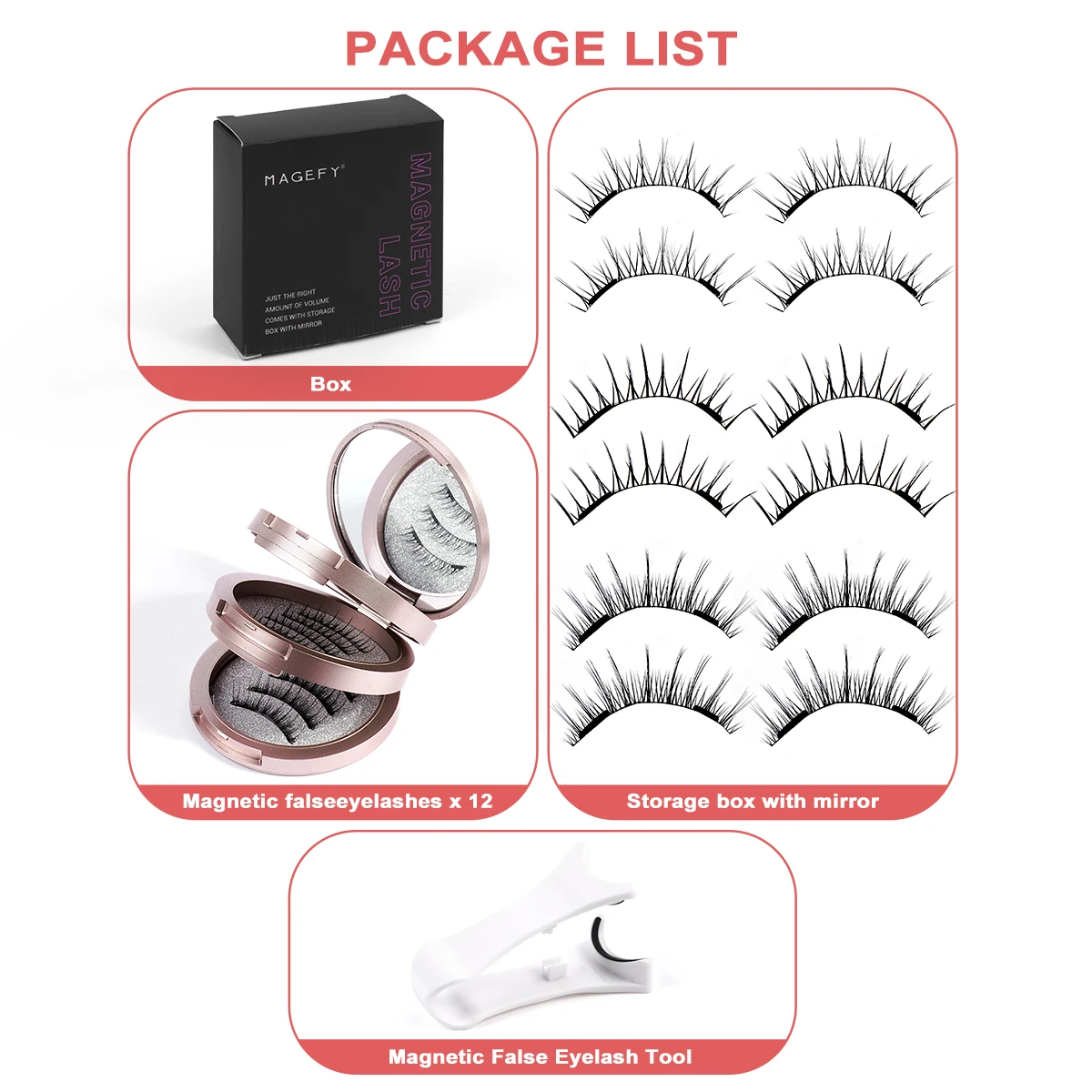 MAGEFY 5 pares de pestañas magnéticas de ojo de gato de Anime con aplicador, cepillo para cejas, No se necesita pegamento, herramientas de extensión de pestañas naturales