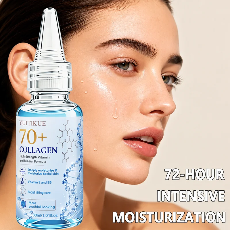 YUITIKUE Collagen Moisturizing Serum 30ml - Vitamin E B5 Lifting Face Essence Skincare