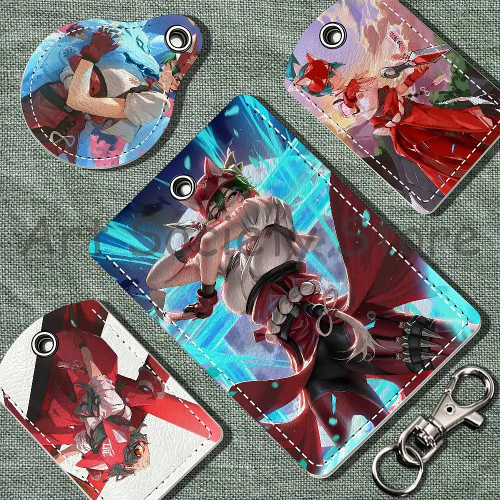 O-Overwatch K-Kiriko Cartoon Movie Singer Game Anime Leather Card Holder Can Store Access Control ID Card Subway Air Tag Case