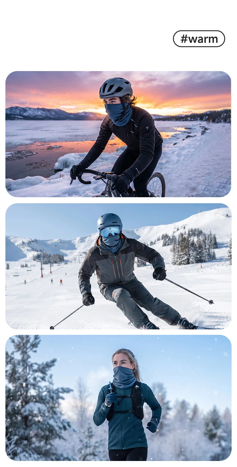 Waffel-Fahrrad-Halswärmer, winddicht, Winter-Polarfleece-Halswärmer, Wander-Unisex-Skimaske, Röhrenschal, Gesichtsbedeckung, Camping – Detail 2