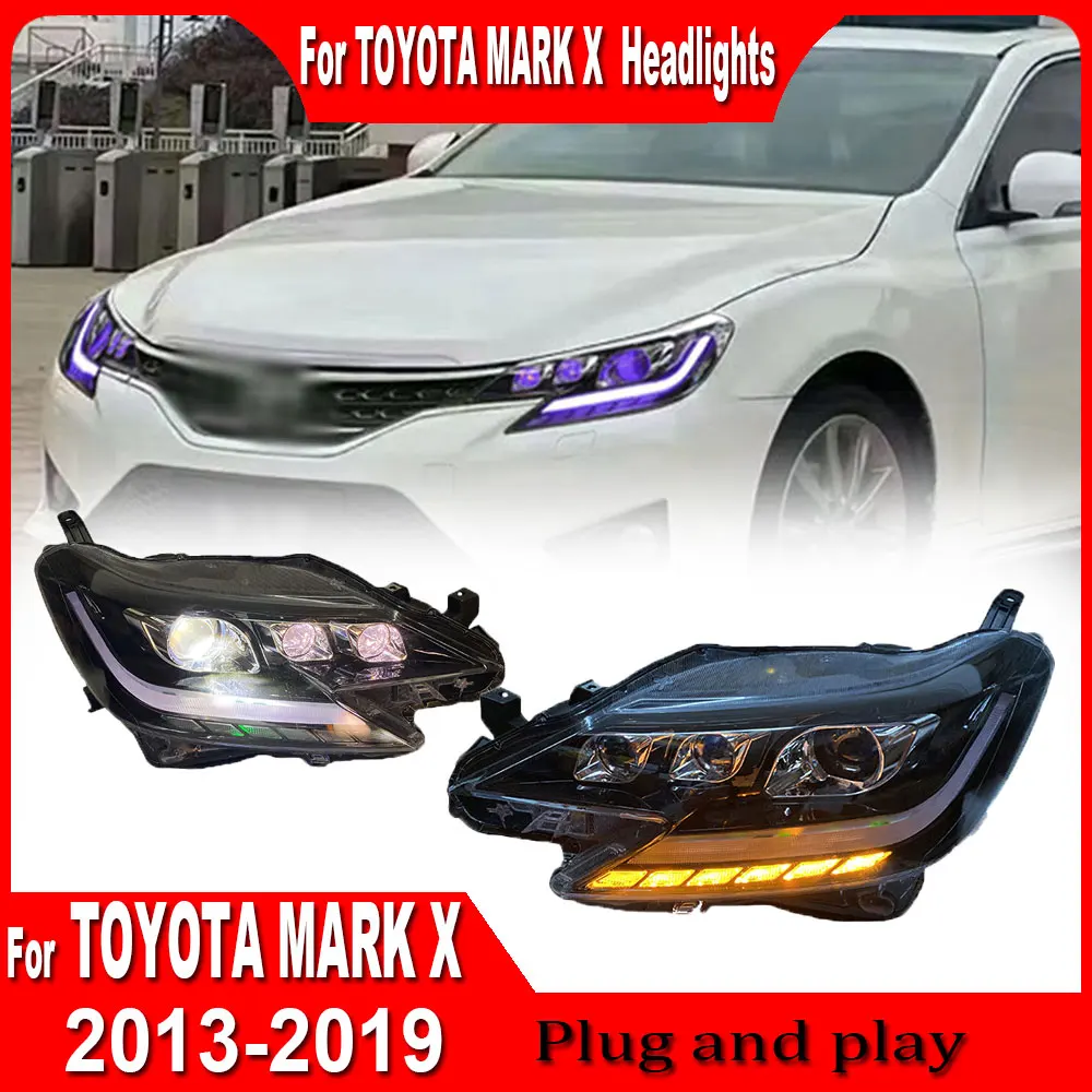 

Фара для Toyota Mark X, светодиодная фара 2013, 2014, 2015, 2016, 2017, 2018, новая фара Reiz, автомобильный Стайлинг, сигнальная линза проектора DRL