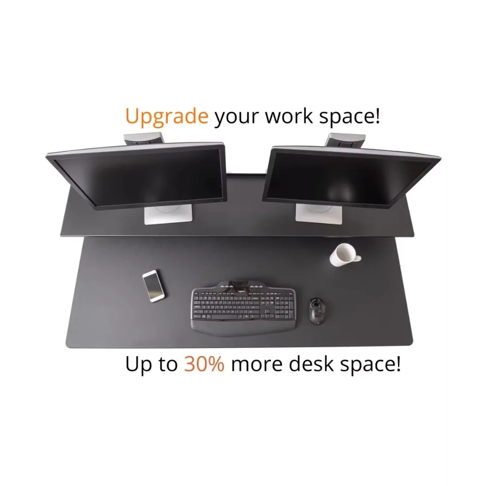 Standing Desk, Electrically Adjustable Height Standing Desk with Display Stand, Black Frame and Matte Black Desktop