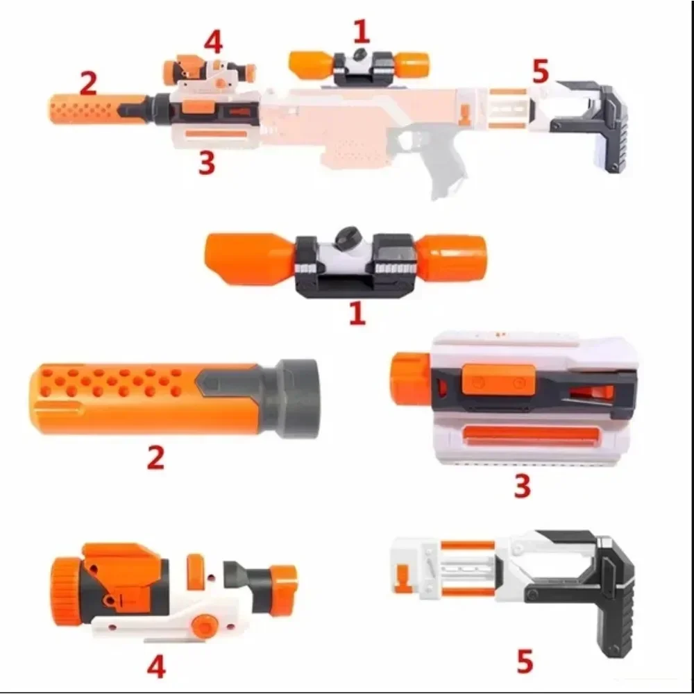Universele Speelgoedpistool Accessoires voor Nerf N-strike Elite Serie Uitlaat Staart Voorraad Zaklamp Zachte Kogels Speelgoed Pistool Mosdified