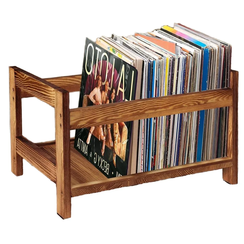 

Wooden Vinyl Record Storage Holder Organizer Wooden Box Magazine File Holder CD Storage Crate Racks Home Decor