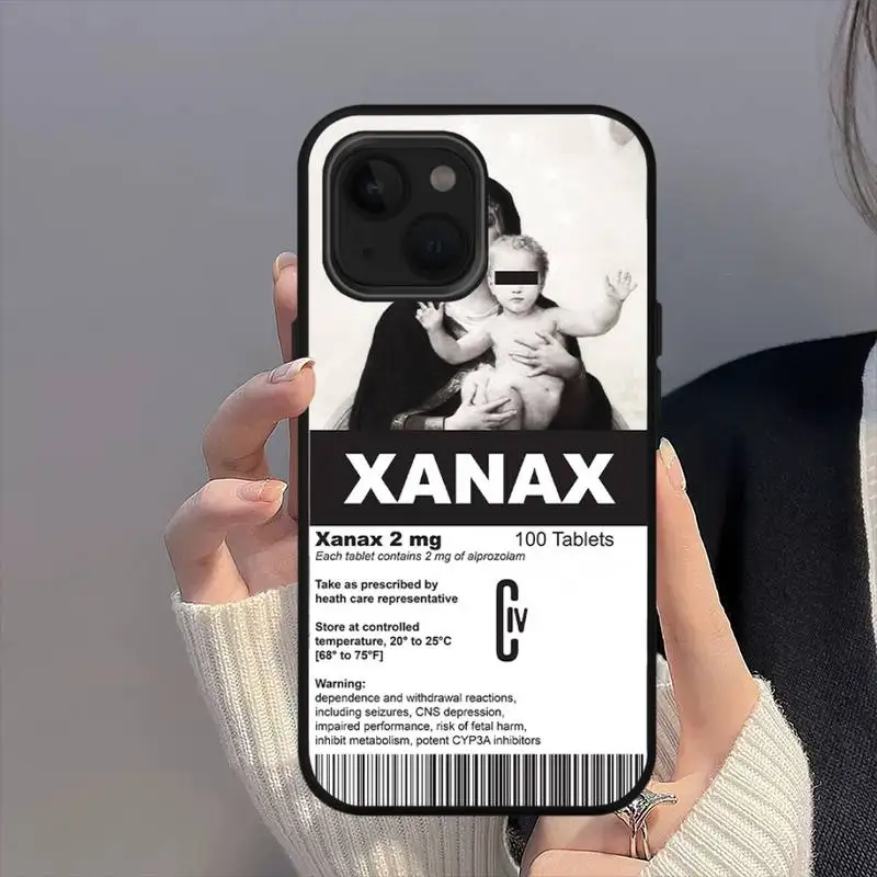 XANAX Phone Case For iPhone 11 12 Mini 13 14 15 Pro XS Max X 8 7 Plus SE XR Shell